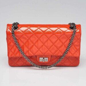 Chanel Orange 2.55 Reissue Quilted Patent Caviar Leather 226 Flap Bag